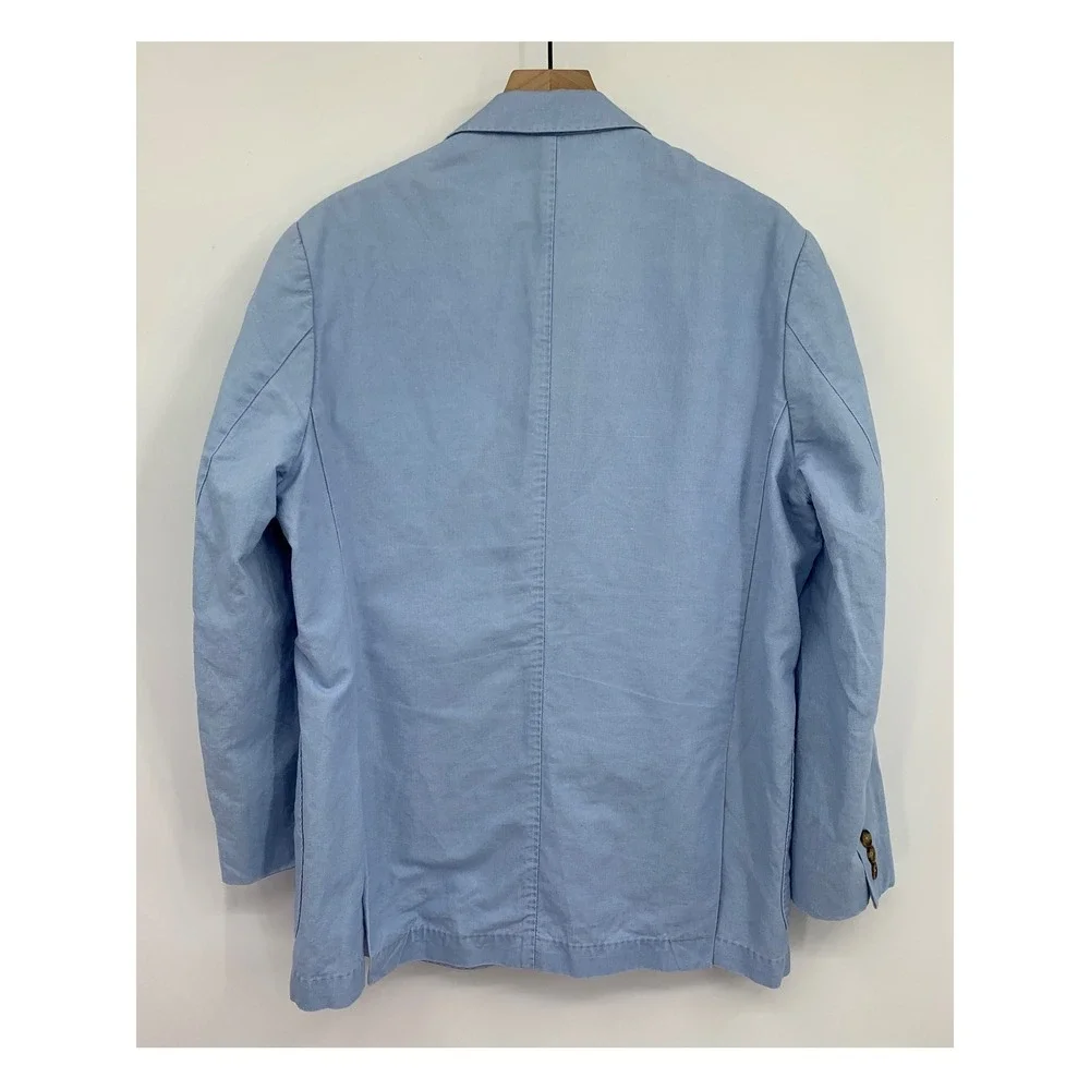 Peter Millar Blazer Mens Medium Blue Linen Cotton Unstructured Sport Coat Summer
